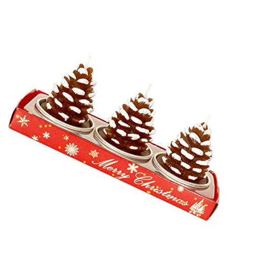 Amosfun 3pcs Christmas Tree Pine Cone Candles Decorative Decorations for Dinner Supplies Party Supplies Home Decor