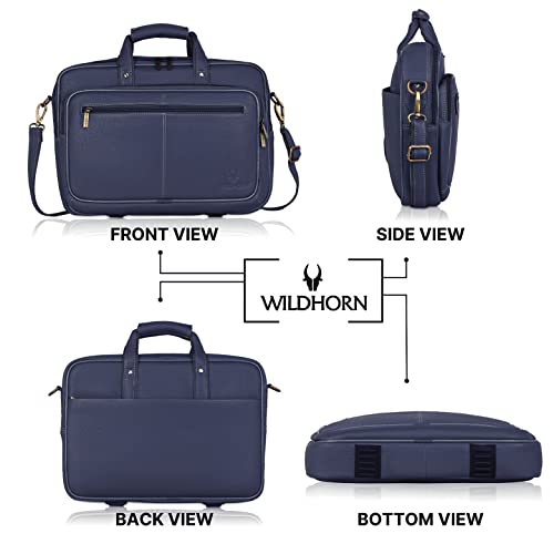 Image of WildHorn Classic Leather 15 inch Laptop Messenger Bag for Men I Office Bags I Travel Bags I Carry Handles with Adjustable Strap I DIMENSION: L- 15.5 inch H-11.5 inch W- 3.5 inch