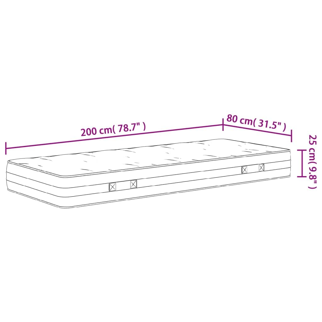 Materac ze sprężynami kieszeniowymi, średnio-twardy, 80 x 200 cm, z 7 strefami leżenia, ergonomiczny, oddychający, trwały, na plecy i kręgosłup, kompatybilny ze stelażem i łóżkiem podwójnym