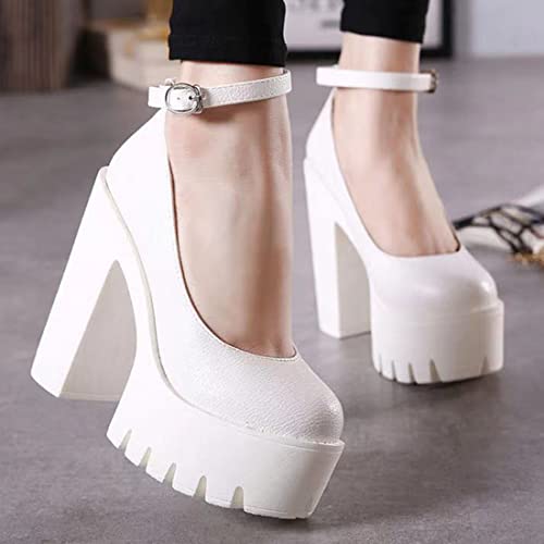 Image of Ulalaza Women Mary Jane Dress Pumps Lolita Shoes Cute Platform Gothic Double Ankle Strap Round Toe Chunky Heel Uniform Pumps Shoes Perfect for School Party Business Work Dance Date Night Club