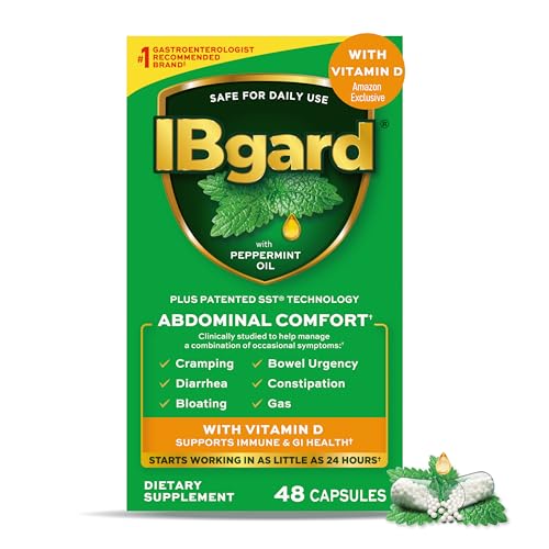 IBgard With Vitamin D Peppermint Oil Capsules Supports Immune and GI Health 48 Capsules (Amazon Exclusive)