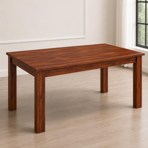 Image of AADITYA WOODS Solid Sheesham Wood Six Seater Dining Table Set with Chairs for Living Room Wooden 6 Seater Dining Table Set for Office Restaurant Modern Dining Room Set- Honey Teak & Cream
