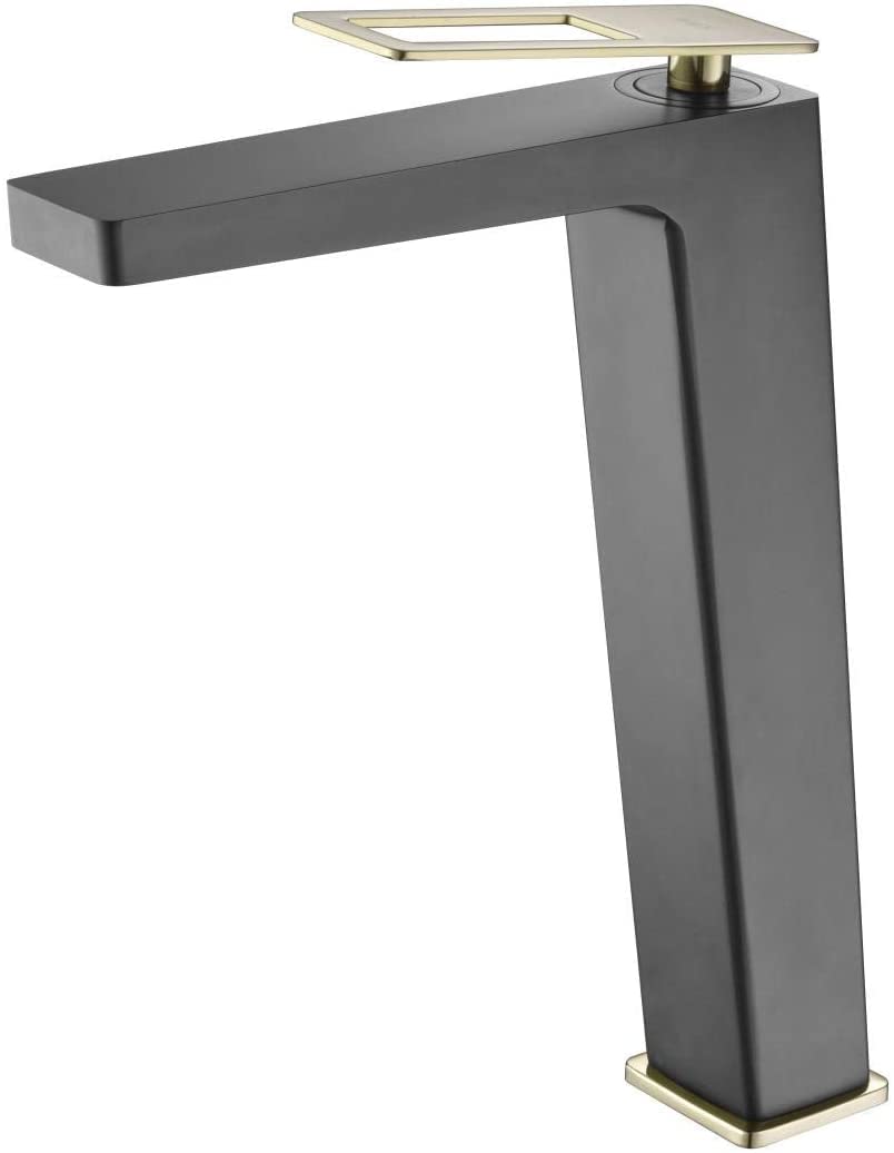 IMEX BDC032-3NGOLD BDC032-3NGOLD Single Lever Basin Mixer Tap with High Spout High Spout Bathroom Taps, Matte Black and Glitter Gold