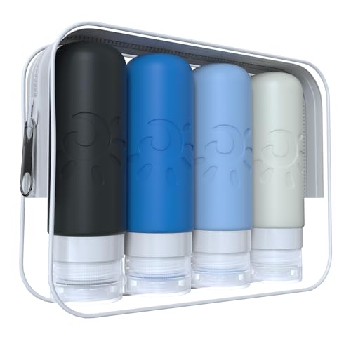 Image of Zafit Travel Bottles for Toiletries, TSA Approved Travel Containers 3oz Leak Proof Travel Tubs Refillable Liquid Travel Accessories for Shampoo Conditioner Lotion Body Wash(Multicolored J)