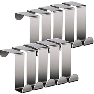 JiangLin Edelstahl-Türhaken, 10er-Set Tür/Kleiderschrankhaken Doppelseitige Haken, Kleiderhaken – Türschrank-Kleiderbügel – Badezimmerhaken, Ohne Bohren Verwendbar, Dicke 1 mm