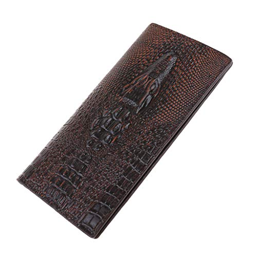 Men's 3D Alligator Wallet Bifold ID Card Holder Purse Case Long Clutch Billfold Khaki3