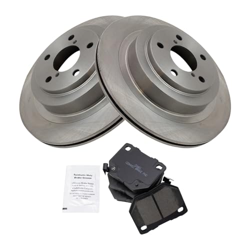Image of TRQ Rear Brake Pad and Rotor Set Ceramic Compatible with 2006-2007 Subaru Impreza