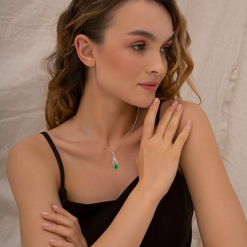 JO WISDOM Celtic Knot Infinity Necklace 925 Sterling Silver 8 * 12mm Birthstone Gemstone Pendant with 18 Inch Chain Necklace Jewelry for Women2