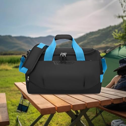 Travel Duffle Gym Bag Handbag Crossbody Bags Sports Fitness Bag for Basketball Workout, Black and Blue4