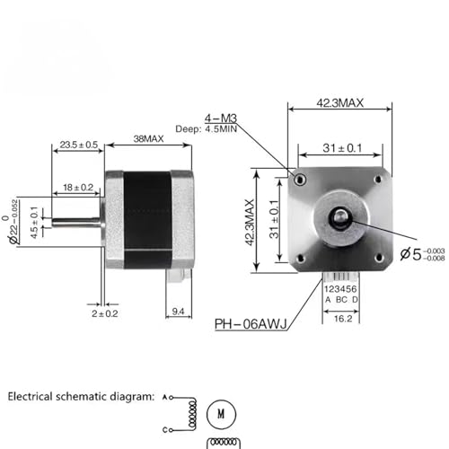Moteur pas à pas 17HS4401 hybride biphasé de précision