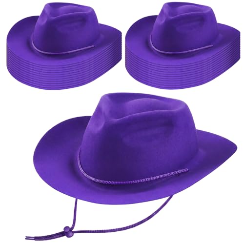 Image of Mepase Cowboy Hats Bulk Felt Western Party Wide Brimmed Cowgirl Hats Set for Adults Men Women Costume Party