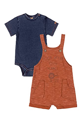 Jardineira para Bebê com Body, Up Baby, Bebê Menino, Azul Noite Parisiense, P