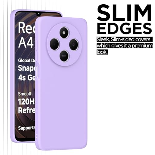 Image of Outlouders Back Cover for Redmi A4 5G / Redmi 14C 5G / Poco C75 5G | Camera Protection | Durable Soft Matte Silicone Bumper Case (Purple)