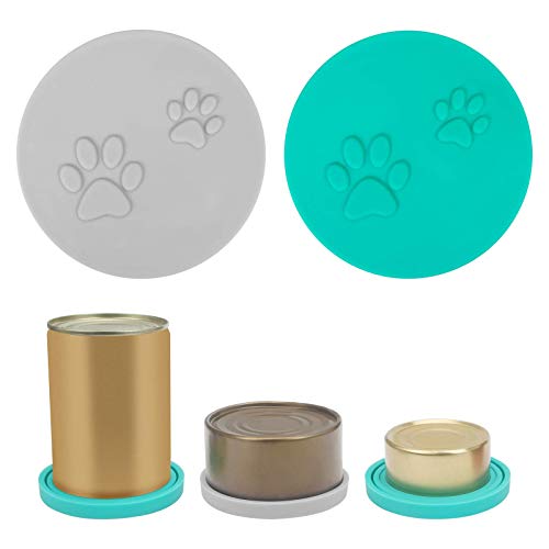 SLSON 2 Stk Tierfutter-Dosendeckel mit 2 Löffeln und Netter Katzentatzenmuster für Dosenfutter für Hunde- und Katzenfutter Passt auf Fast Alle Futterdosen
