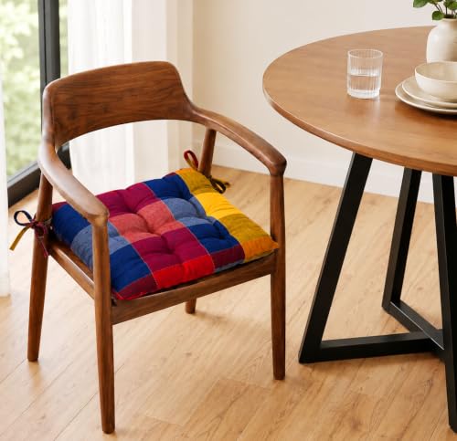 Image of BSB HOME Chair Pad Cushion with Tie Straps, Thick Tufted Seat Cushion for Dining, Office & Wooden Chairs, Soft Comfortable Chair Seat Pad with Durable Stitching, 16 x 16 Inches (41 x 41 cm) - Cobalt
