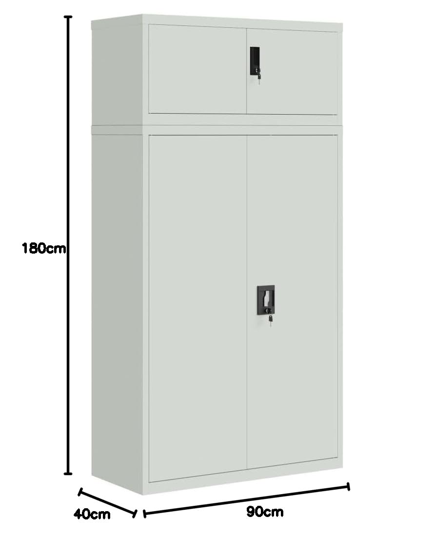 Armadietti e stipi Portaoggetti Armadietto Autoportante Mobiletto Multiuso Armadio Classificatore Grigio Chiaro 90x40x180 cm in Acciaio per ufficio, armadietti in soggiorno, camera da letto e scuola