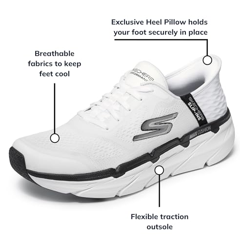 Skechers Performance Mens Skechers Hands Free Slip-ins Max Cushion Premier Ascendant, White/Black, 8