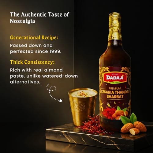 Image of Dadaji Kesaria Thandai Syrup | 750ml | Mixer for Kesaria Thandai Mocktails, Cocktails, Drinks & Juices | Summer Sharbat