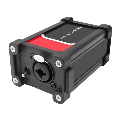 XMSJSIY Audio Isolator Box XLR/ 1/4" 6.35mm TRS TS Hum Eliminator Ground Loop Isolation Transformer with Ground and Lift Switch for HiFi Mixers Subwoofer and Sound System