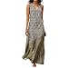 Cerniera Donna Scollo a V Senza Maniche Allentato Casual Abito Allentato Stampa Splice Stampa Vestito Da Donna Vestito Partito Da Donna Abiti Primavera Casual, cachi, XXXL