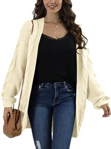 Image of Womens Oversized Chunky Open Front Cardigan Sweaters Cable Knit Long Sleeve Cardigans Outwear Coats