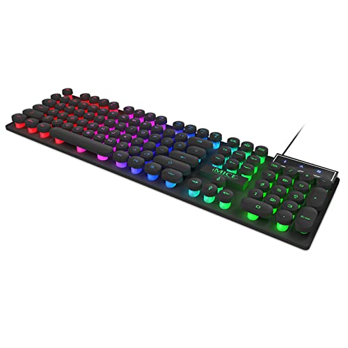 MasterUnion Clavier de jeu filaire LED tricolore rétroéclairage 104 touches avec capuchon rond pour ordinateur de bureau PZ7, Blanc Pz7, M Cover