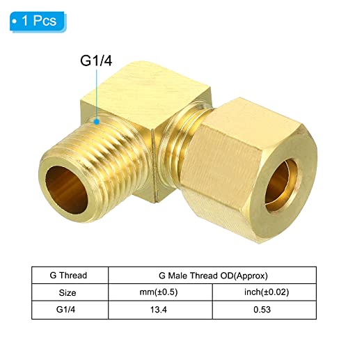 PATIKIL G1/4 Male x 8mm Tube OD Brass Compression Tube Fitting, 90 Degree Elbow Pipe Tube Fitting for Plumbing Hose Connector - Image 3