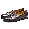Men's Embossed Tassel Retro Moccasins Formal Casual Loafers,Grey,8 #4