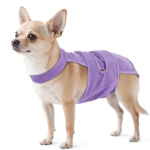 Image of QBLEEV Dog Diapers with Suspenders, Female Escape-Proof Full Body Dog Period Diapers Overalls, Reusable Washable Sanitary Panties for Heat Cycle & Incontinence, Doggie Underwear Onesie with Tail Hole