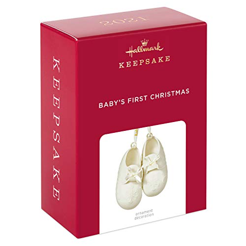 Hallmark Keepsake Christmas Ornament 2021 Year-Dated, Baby's First Christmas Booties, Porcelain #TOP2
