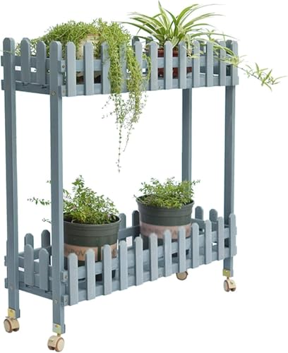 Étagère à plantes en métal 80cm meuble de jardin avec rangement et crochets