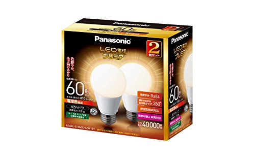 パナソニック LED電球 プレミア 口金直径26mm 電球60W形相当 電球色相当(7.8W) 一般電球・全方向タイプ 2個入 密閉形器具対応 LDA8LGZ60ESW2T