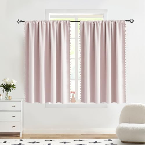 Image of Treatmentex Blackout Window Curtains for Bedroom Pink Girls Room Curtains 54 inch Length Thermal Insulated Curtain Panels 52 inch W x 54 inch L 2 pcs Rod Pocket