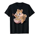 carino chipmunk mangiare ramen giapponese kawaii animal noodles maglietta