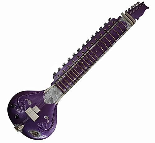 Guitare électrique indienne acoustique avec manche renforcé Violet - Les Beatles, Paul McCartney, John Lennon, RIngo Starr, George Harrison Guitare électrique indienne acoustique avec manche renforcé Violet