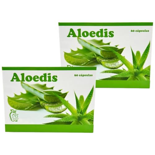Dis Aloedis - Pack Ahorro 2 x 60 Cápsulas - Suplemento Digestivo, con Zumo de Hojas de Aloe Vera 360mg y Carbón Activo 3.75mg - Para Ayudar a Equilibrar la Flora Bacteriana