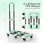 Voipvvii Folding Hand Truck 500lbs, Portable Heavy-Duty Dolly Cart, 6 Wheels, Collapsible, Green, Ideal for Travel and More