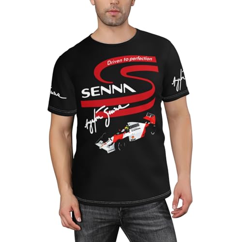 Herren Ayrton Racing Senna Driver Kurzarm-T-Shirt Allover-Druck Rundhals-Shirt Für MännerHochelastisch Atmungsaktiv Passend Für Alltag Sport & Büro Mehrfarbig L