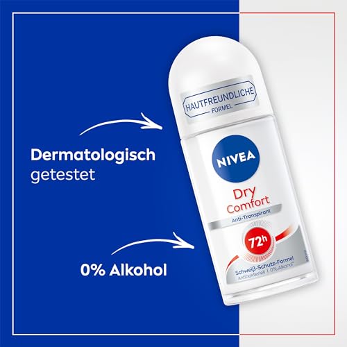 NIVEA Dry Comfort Roll-On Deodorant (50 ml), Re Antiperspirant with Minerals for Dry Skin Feeling, with 48h Protection and Dual Active Formula - Image 4