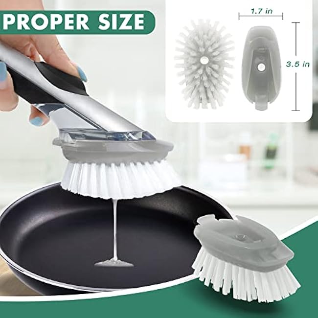 4 Pack Dish Brush Refills, Dish Brush Replacement Head for OXO Steel Soap Dispensing Dish Brush