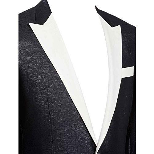 HBDesign Mens 1 Piece 1 Button White Peak Lapel Slim Fit Party Tux Black2