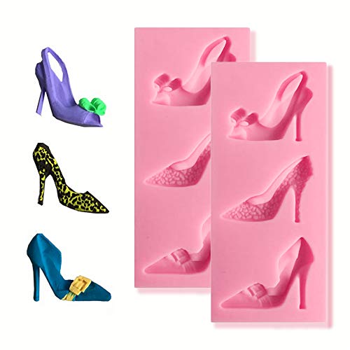 HengKe 2 peças de sapatos de salto alto molde de silicone para doces para gelatina faça você mesmo,