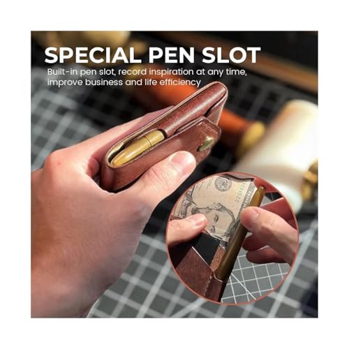 Slim and simple men's wallet, multifunctional small wallet with built-in pen slot suitable for daily commuting business travel(Brown-2pcs)3