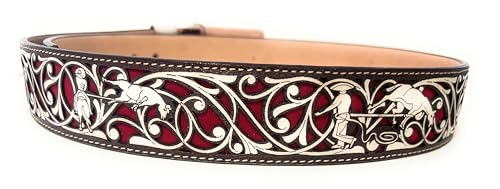 Mens Brown and Red Western Cowboy Rodeo Belt, Cinto Vaquero, Cinturon Charro Suertes Charras2