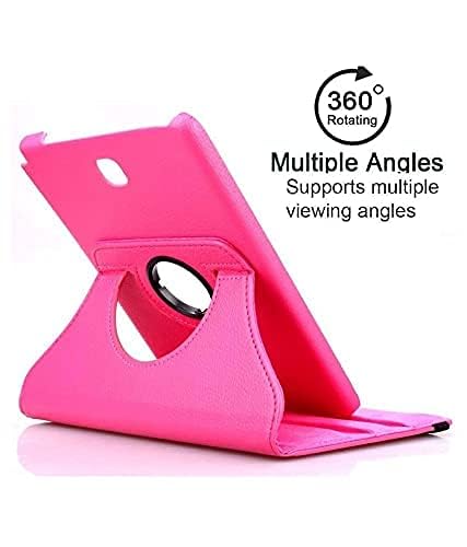 Image of M Cart 360 Degree Rotating Universal Camera Hole Leather Stand Case Cover for Samsung Galaxy Tab A 8.0 Inch T350, T351, (Light Pink)