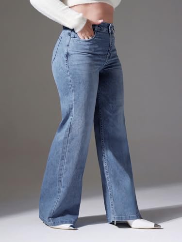 Image of Miss Chase A+ Women's Bootcut High Rise Regular Length Stretchable Denim Jeans
