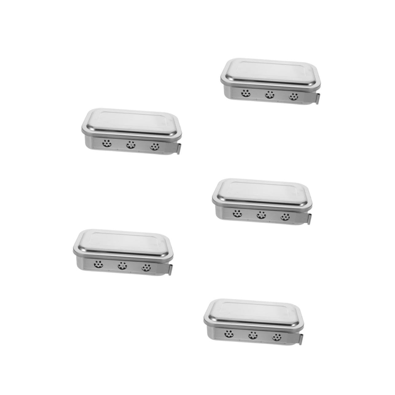 PRETYZOOM 5 Piezas Bandeja de Acero Inoxidable para Instrumentos Quirúrgicos con Tapa y Opciones Perforada o Maciza Resistente y Segura para Médica Hospitales y Clínicas