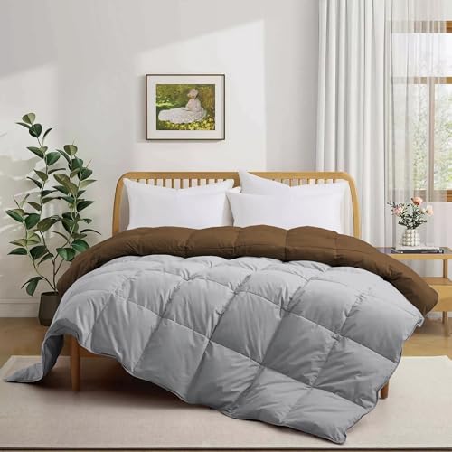 Image of 500 GSM Winter Blanket /Comforter Single Size (60 inchX90 inch) - Unique Design Heavy Winter Comforter 500 GSM Microfiber Fill -Rajai Single Size - Chocolate Brown /Silver Grey Color