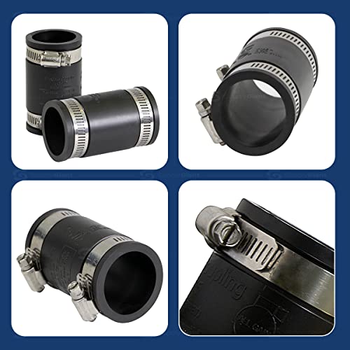 Image of EVERCONNECT 4823x6 Flexible PVC Coupling with Stainless Steel Clamps 1-1 /4 inch, Black (pack of 6)