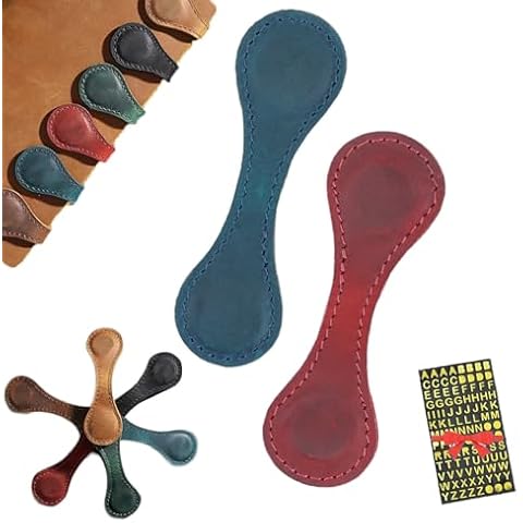 Davystore Bookmarks, Mara Charm Magnetic Bookmark, Maracharm Personalized Magnetic Leather Bookmark with Initial, Retro Pull-Up Leather Book Marker Clip for Book Lovers Reading Women and Men (2Pcs A) Cover